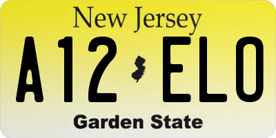 NJ license plate A12ELO