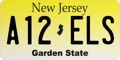 NJ license plate A12ELS