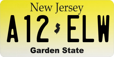 NJ license plate A12ELW