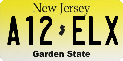 NJ license plate A12ELX