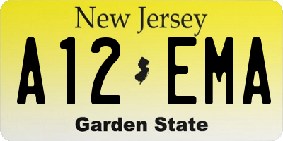NJ license plate A12EMA
