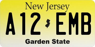 NJ license plate A12EMB