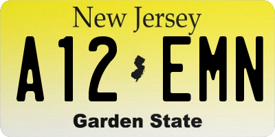 NJ license plate A12EMN