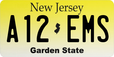 NJ license plate A12EMS
