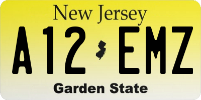 NJ license plate A12EMZ