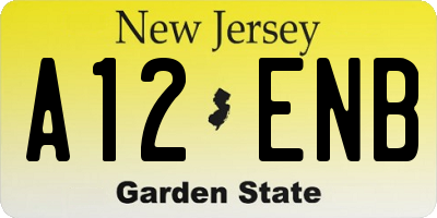 NJ license plate A12ENB