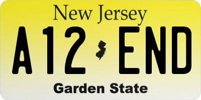 NJ license plate A12END