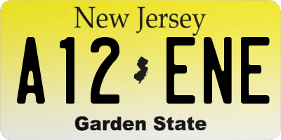 NJ license plate A12ENE