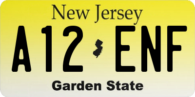 NJ license plate A12ENF