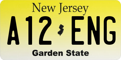 NJ license plate A12ENG