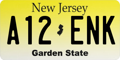 NJ license plate A12ENK
