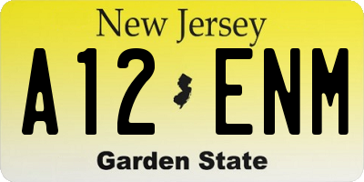NJ license plate A12ENM