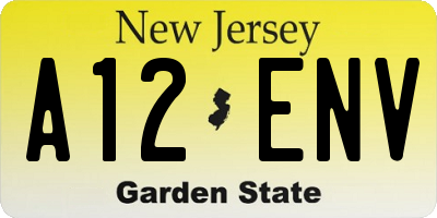 NJ license plate A12ENV