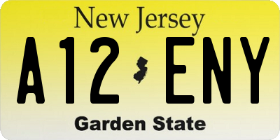 NJ license plate A12ENY