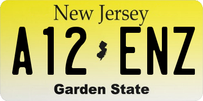 NJ license plate A12ENZ