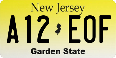 NJ license plate A12EOF