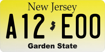 NJ license plate A12EOO