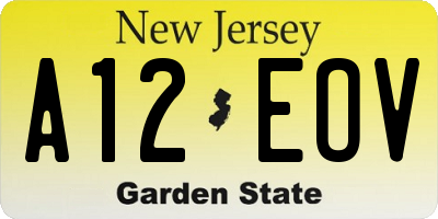 NJ license plate A12EOV