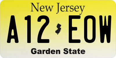NJ license plate A12EOW