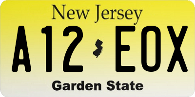 NJ license plate A12EOX