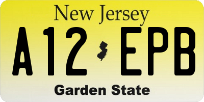 NJ license plate A12EPB
