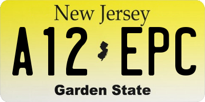 NJ license plate A12EPC