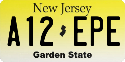 NJ license plate A12EPE