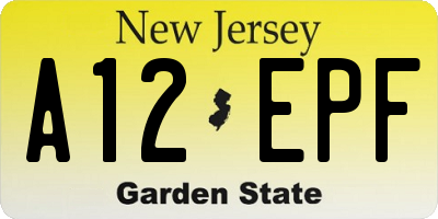 NJ license plate A12EPF