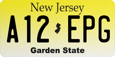 NJ license plate A12EPG
