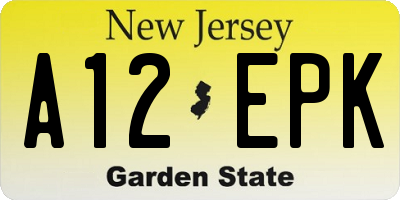 NJ license plate A12EPK