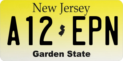 NJ license plate A12EPN