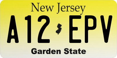 NJ license plate A12EPV