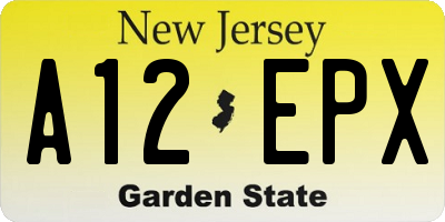 NJ license plate A12EPX