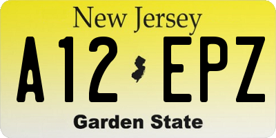 NJ license plate A12EPZ