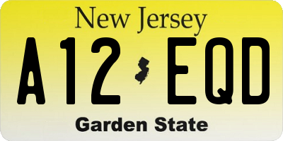 NJ license plate A12EQD