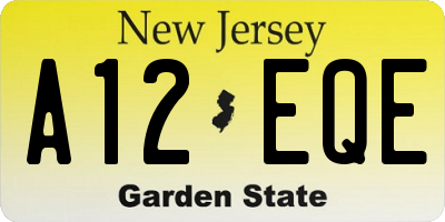 NJ license plate A12EQE
