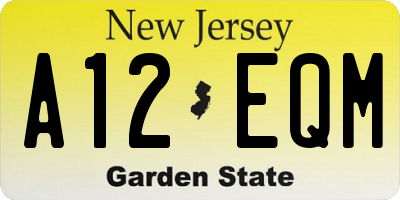NJ license plate A12EQM