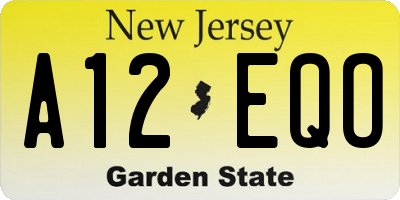 NJ license plate A12EQO
