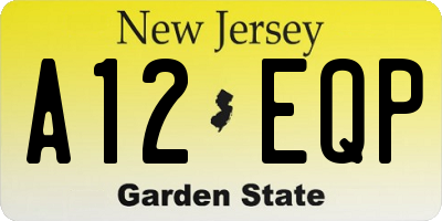 NJ license plate A12EQP