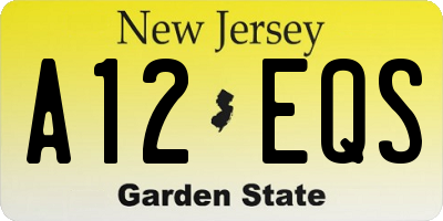 NJ license plate A12EQS