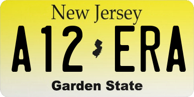 NJ license plate A12ERA