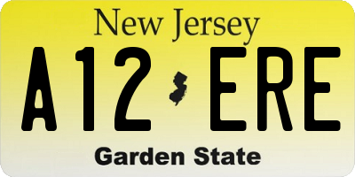 NJ license plate A12ERE