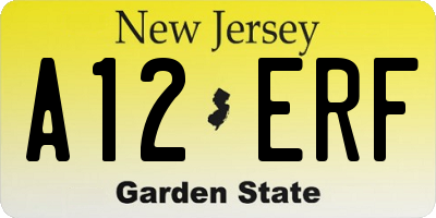 NJ license plate A12ERF