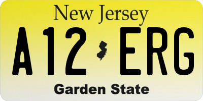 NJ license plate A12ERG