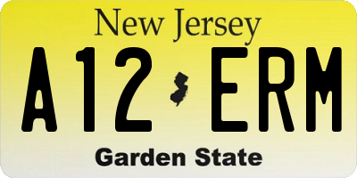 NJ license plate A12ERM
