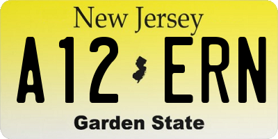 NJ license plate A12ERN