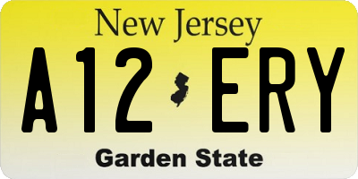 NJ license plate A12ERY