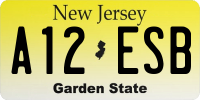 NJ license plate A12ESB