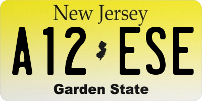 NJ license plate A12ESE