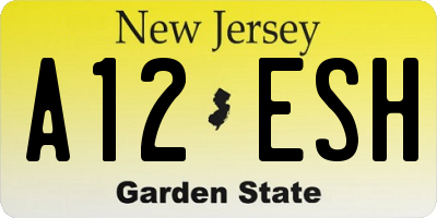 NJ license plate A12ESH